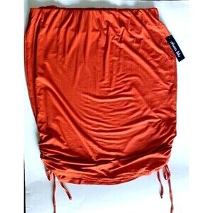 Olivia Blu Skirt Size 3X Orange Drawstring Ruched Sides Stretch Mini To Knee